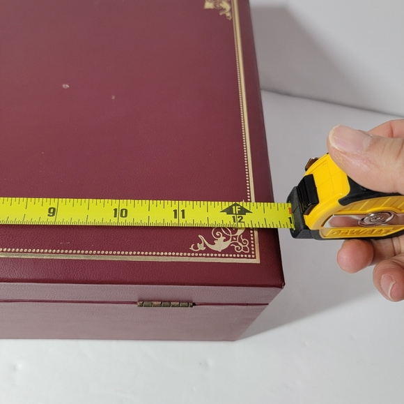 Vintage Mele Maroon/Gold Trim 3-Tier Jewelry Box - Picture 10 of 11